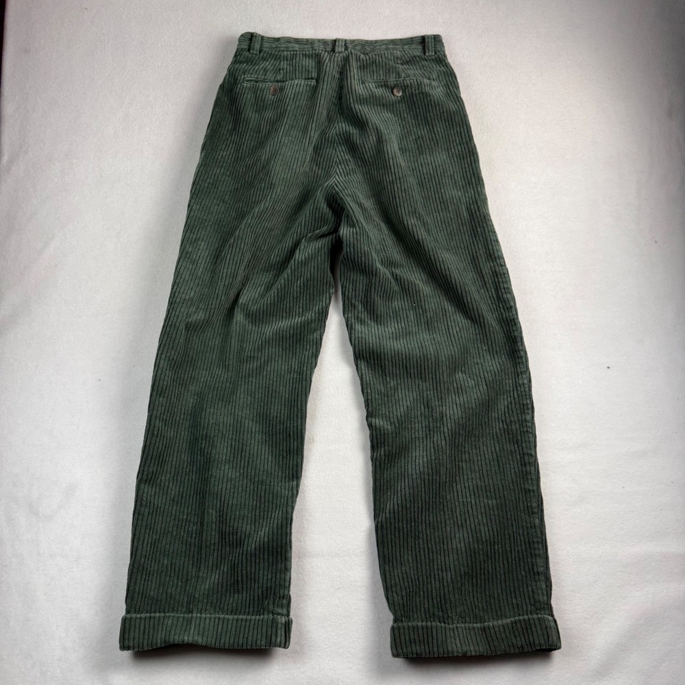 Gap Vintage Forest Green Wide Wale Corduroy Pleated Pants 30x28 Made in Portugal - Picture 2 of 6
